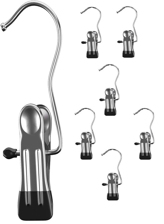 ZIVIK 7 PCS Laundry Hanging Hooks Clips Hanger Clips Boot Hangers Stainless Steel Portable Travel Hanging Drying Clothes Pins for Closet Home Clothing Trouser Towel Sock (7) - Image 1